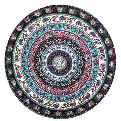 KTX-863955 Round Beach Towel in Blue and Red Chiffon Material