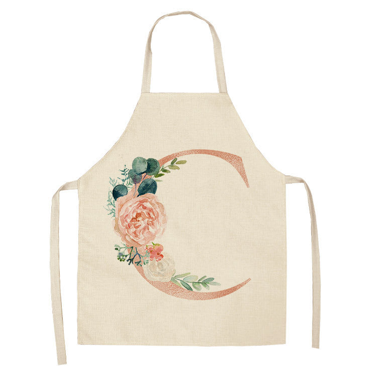 KTX-865107 Sleeveless Antifouling Apron in Cotton and Linen with Letter Patterns - One Size
