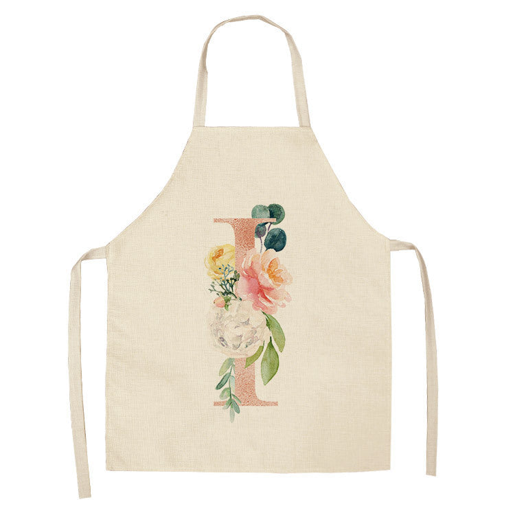 KTX-865107 Sleeveless Antifouling Apron in Cotton and Linen with Letter Patterns - One Size