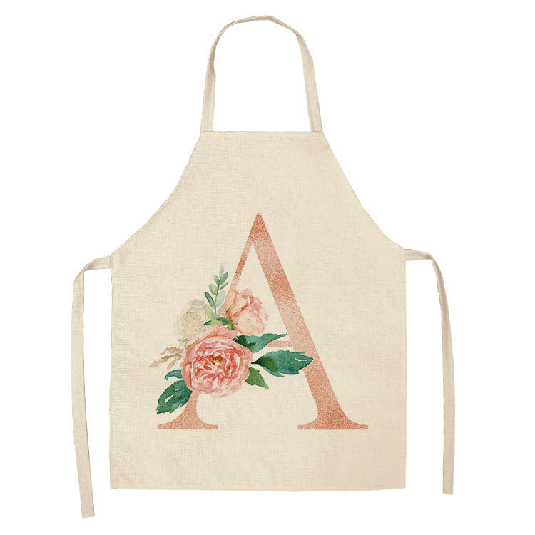 KTX-865107 Sleeveless Antifouling Apron in Cotton and Linen with Letter Patterns - One Size
