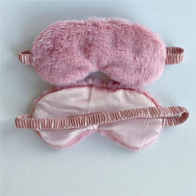 KTX-865747 Soft Imitation Rabbit Hair Plush Eye Mask for Comfortable Sleep and Relaxation