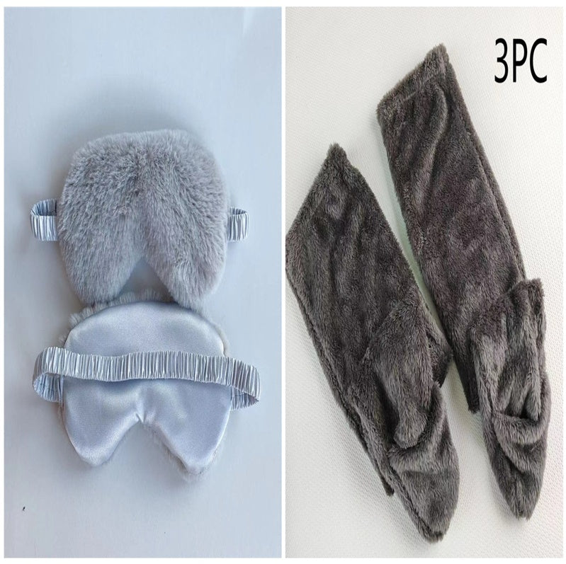 KTX-865747 Soft Imitation Rabbit Hair Plush Eye Mask for Comfortable Sleep and Relaxation