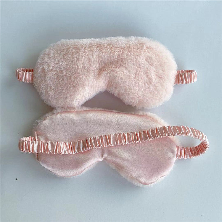 KTX-865747 Soft Imitation Rabbit Hair Plush Eye Mask for Comfortable Sleep and Relaxation