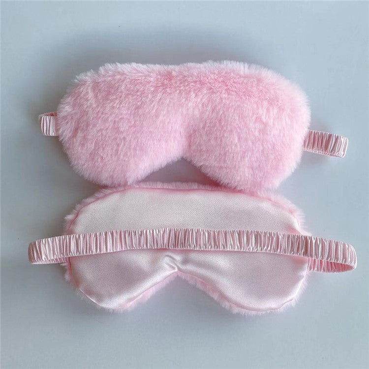 KTX-865747 Soft Imitation Rabbit Hair Plush Eye Mask for Comfortable Sleep and Relaxation