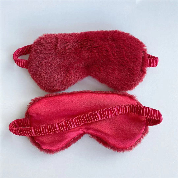 KTX-865747 Soft Imitation Rabbit Hair Plush Eye Mask for Comfortable Sleep and Relaxation