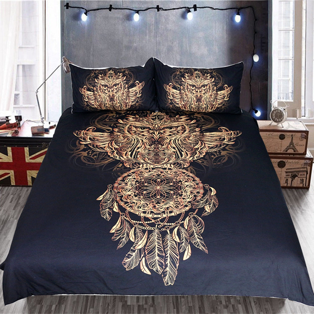 KTX-866579 Owl Wind Chimes Bedding Set - Duvet Cover and Pillow Shams in Various Sizes