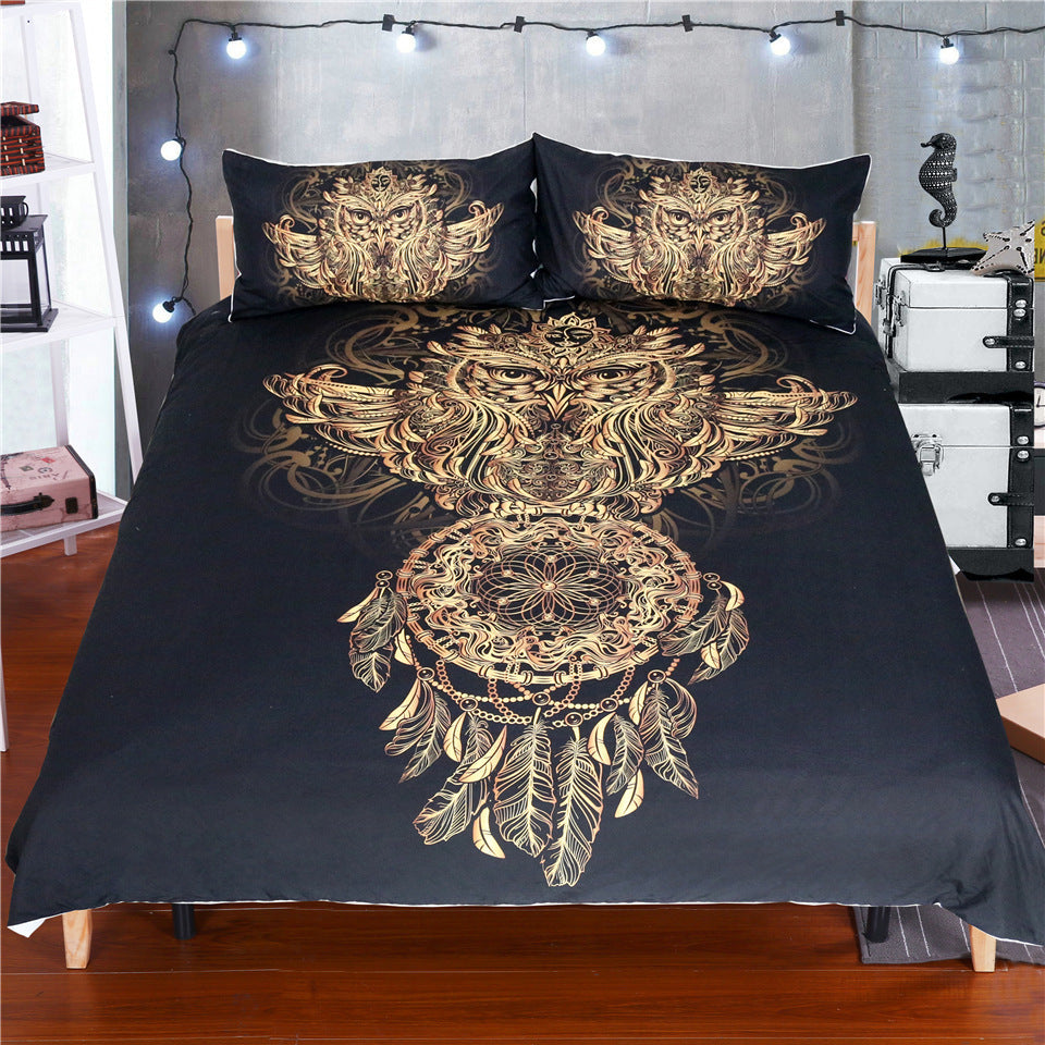 KTX-866579 Owl Wind Chimes Bedding Set - Duvet Cover and Pillow Shams in Various Sizes