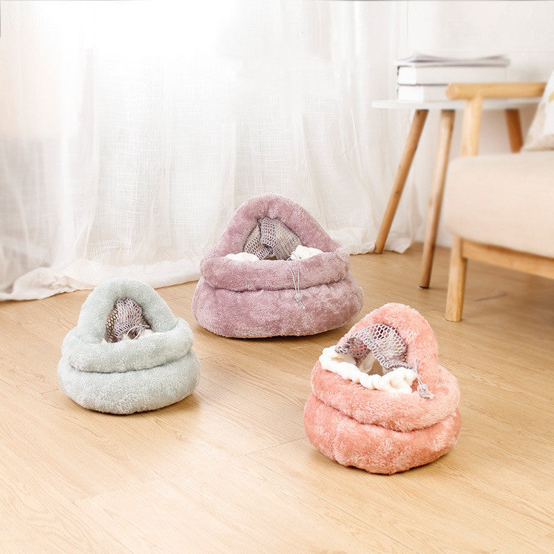 KTX-866707 Winter Soft Plush Guinea Pig Nest with Warm Breathable Cushion