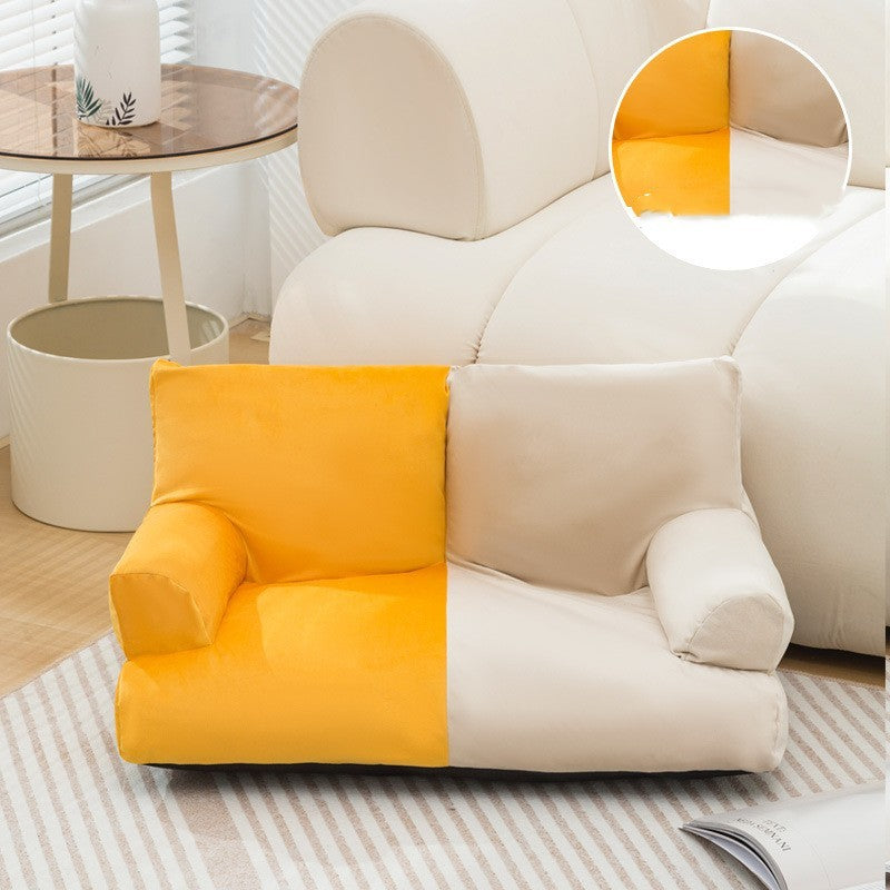 KTX-867859 Navy Blue and Beige Double Stitch Pet Sofa with High Backrest for Comfortable Rest