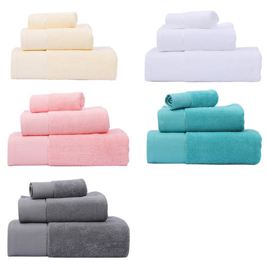KTX-868307 Cotton 3-Piece Bath Towel Set - Soft, Absorbent Towels in Multiple Colors