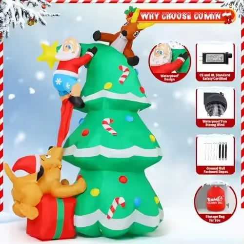 KTX-869331 7.3ft Waterproof Christmas Inflatable Santa Claus Outdoor Decoration