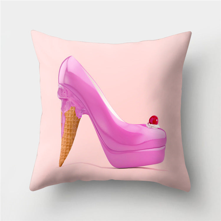 KTX-869779 Peach Velvet Cartoon High-Heeled Pineapple Pillowcase Cover