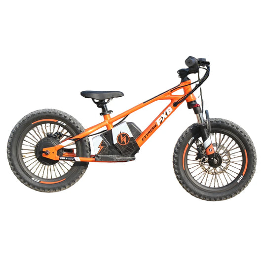 KTX-870291 16-Inch Electric Balance Bike with 350W Motor, Hydraulic Suspension, and 3-Speed Transmission for Ages 5-8