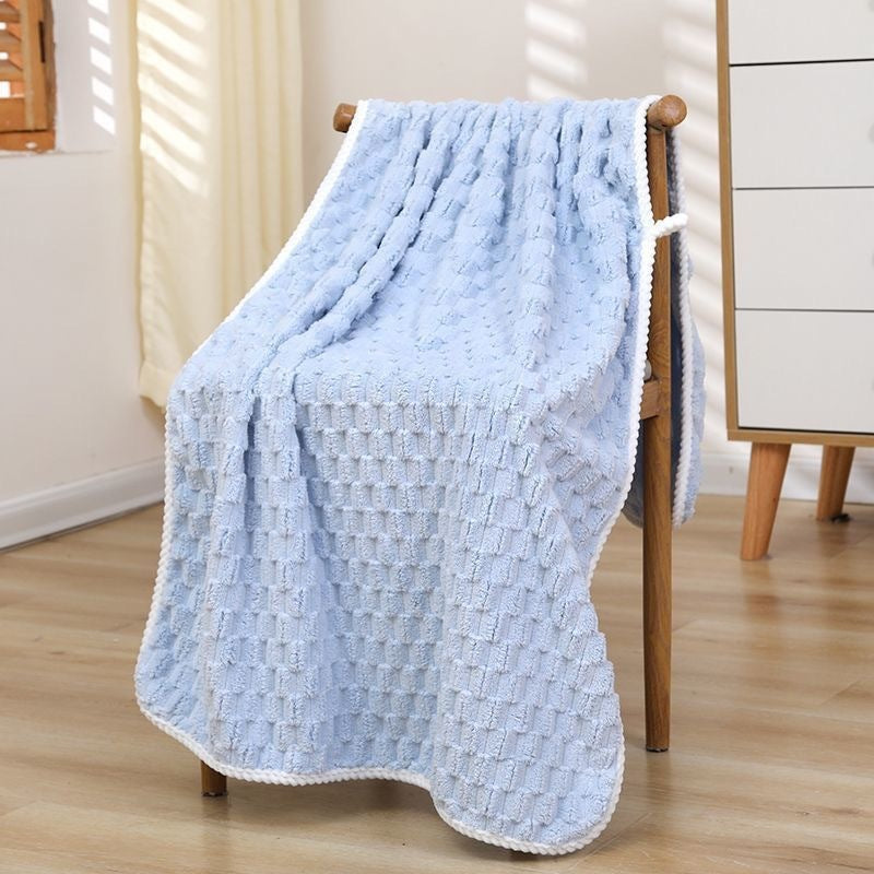 KTX-872595 Soft Absorbent Coral Fleece Bath Towel in Milky White, Light Gray, Pink, Sky Blue, Light Green