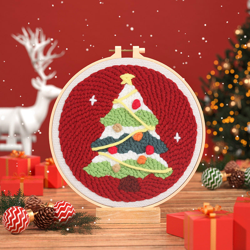 KTX-873171 Beginners' Christmas Poke Embroidery Material Package with Cartoon Patterns and Tools