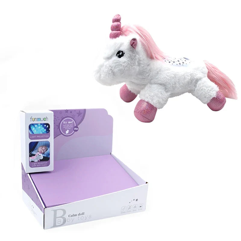 KTX-873427 Unicorn Pillow with Light, Music & Projection - Plush Toy for Kids and Babies