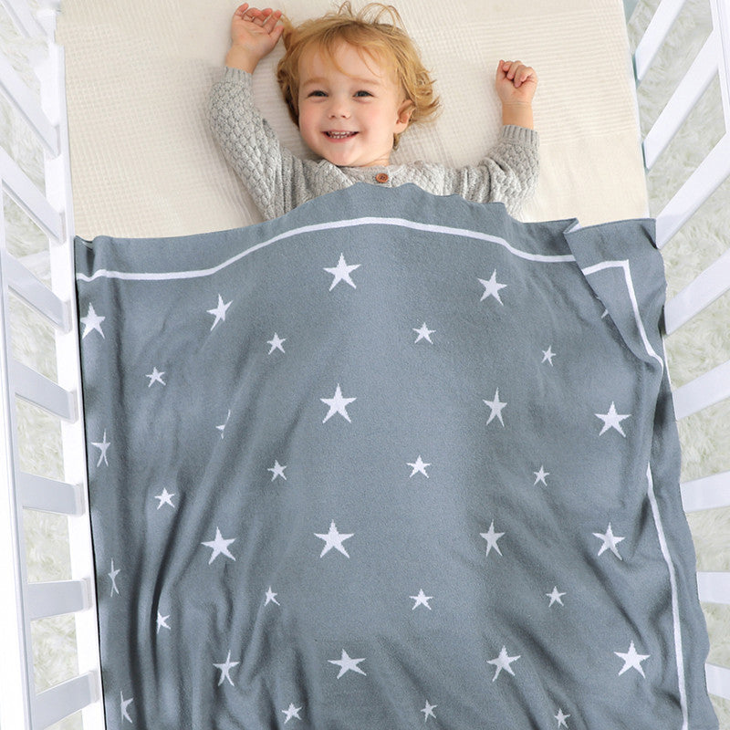 KTX-874323 Five-Pointed Star Cotton Baby Stroller Blanket in Various Colors