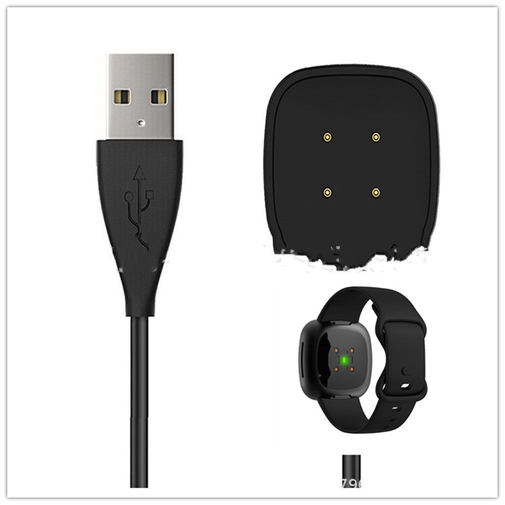 KTX-874387 Fitbit Versa 3/Sense Smartwatch Magnetic Charger USB Data Cable - 100cm, Black