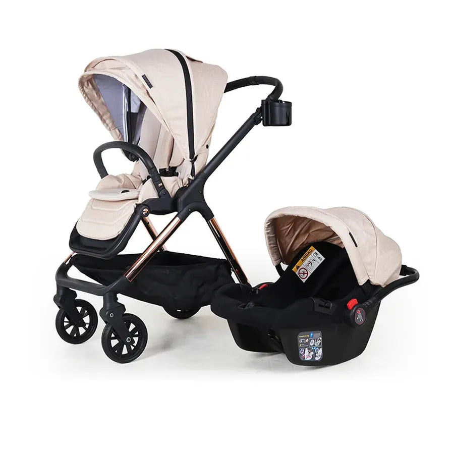 KTX-874515 3-in-1 Lightweight Baby Stroller with Car Seat, Basket, Reversible Design, and Cup Holder