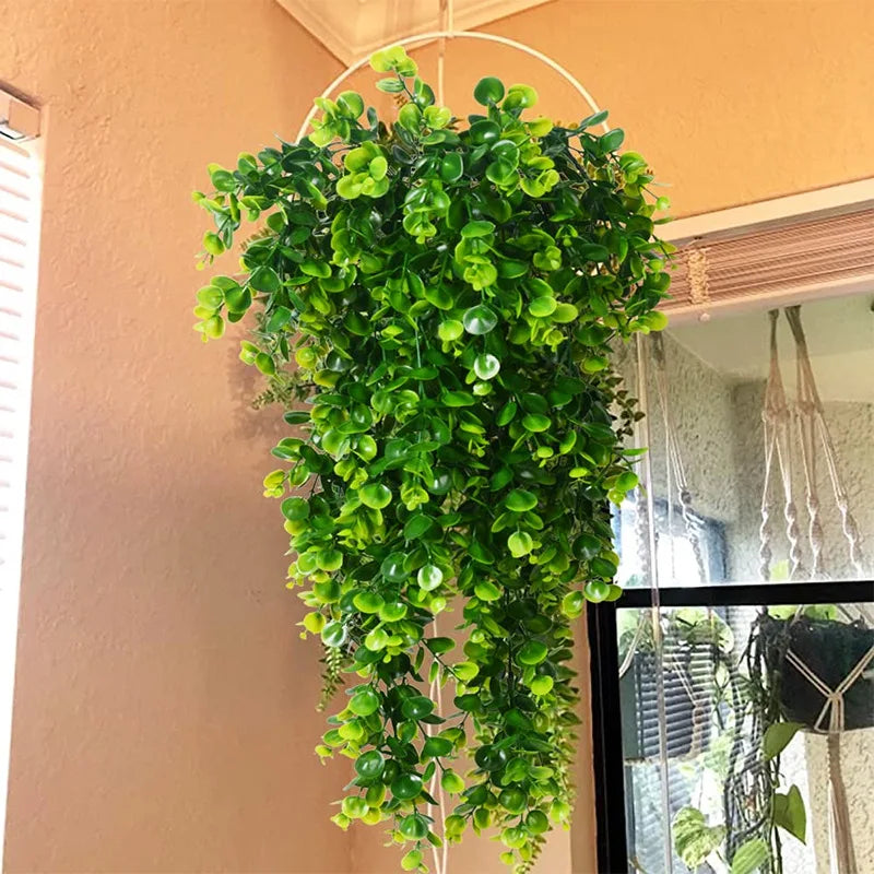 KTX-874835 Hanging Artificial Green Flowers for Indoor/Outdoor Wall Decor and Shelf Display