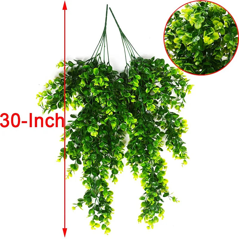 KTX-874835 Hanging Artificial Green Flowers for Indoor/Outdoor Wall Decor and Shelf Display