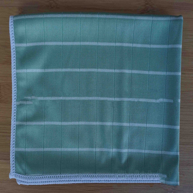KTX-874899 Superfine Fiber Glass Cleaning Cloth - Absorbent, Check Pattern, Green, 50x40cm & 20x25cm