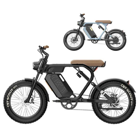 KTX-875027 48V 1000W Electric Hybrid Fat Tire Bike - HEZZO K5 with 21Ah Lithium Battery, 7-Speed, 20" Wheels, Front & Rear Suspension