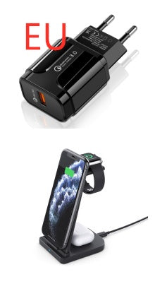 KTX-875539 3-in-1 Foldable Wireless Charger for Mobile Phones, Headphones, and Smartwatches, 10W Output, Compact Design