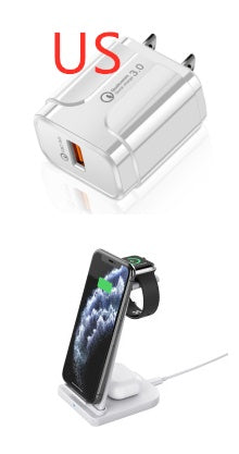 KTX-875539 3-in-1 Foldable Wireless Charger for Mobile Phones, Headphones, and Smartwatches, 10W Output, Compact Design