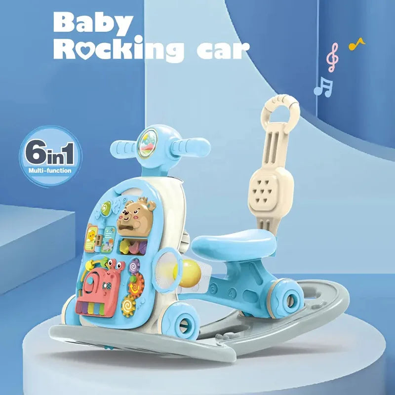 KTX-876307 6-in-1 Multifunctional Baby Rocking Car and Learning Walker for Toddlers