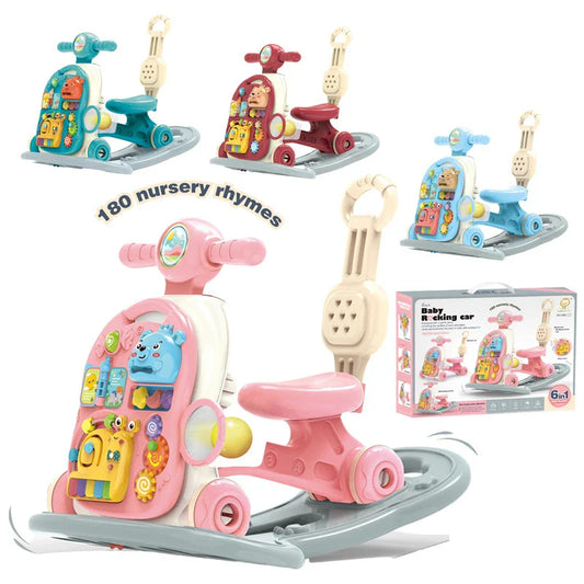 KTX-876307 6-in-1 Multifunctional Baby Rocking Car and Learning Walker for Toddlers