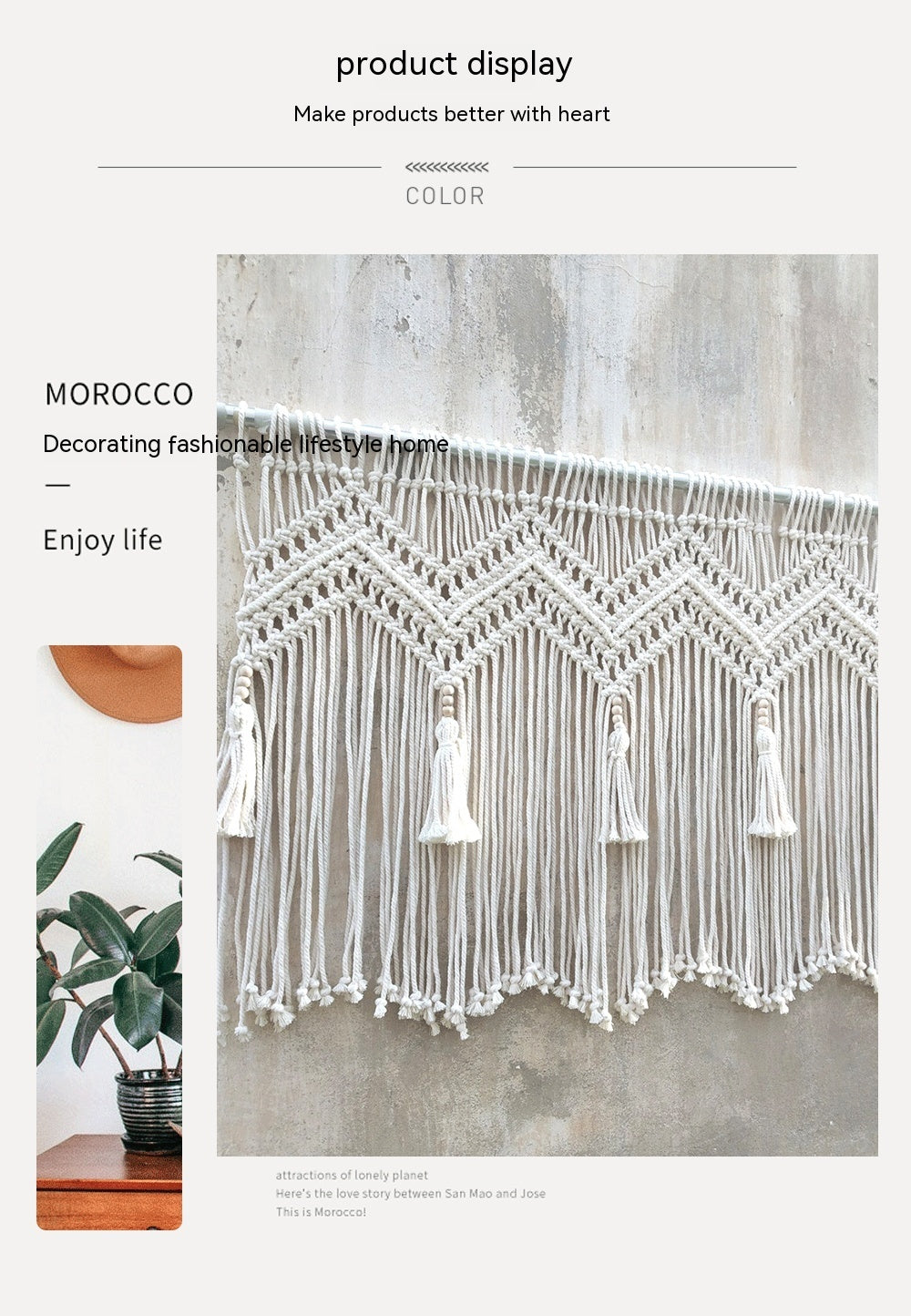 KTX-877331 Cotton Rope Woven Tapestry in European Style – Hand Washable, 120x55cm