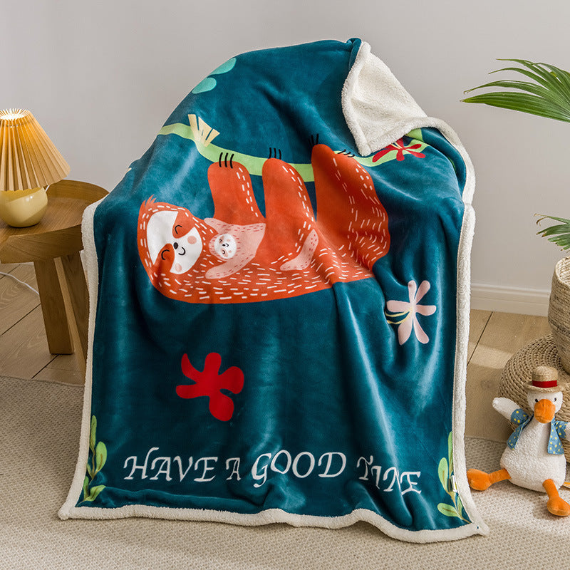 KTX-877779 Children's Coral Polyester Cashmere Blanket - Modern Chinese Style, 100x140cm