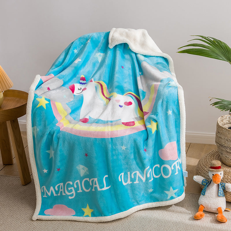 KTX-877779 Children's Coral Polyester Cashmere Blanket - Modern Chinese Style, 100x140cm