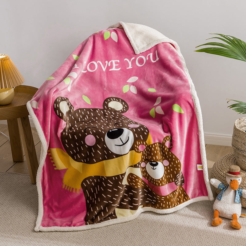 KTX-877779 Children's Coral Polyester Cashmere Blanket - Modern Chinese Style, 100x140cm