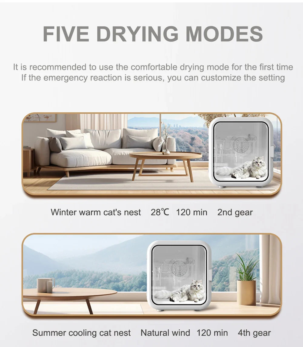 KTX-878035 Automatic Pet Dryer Box with Adjustable 360 Degree Airflow and Temperature for Small and Medium Pets