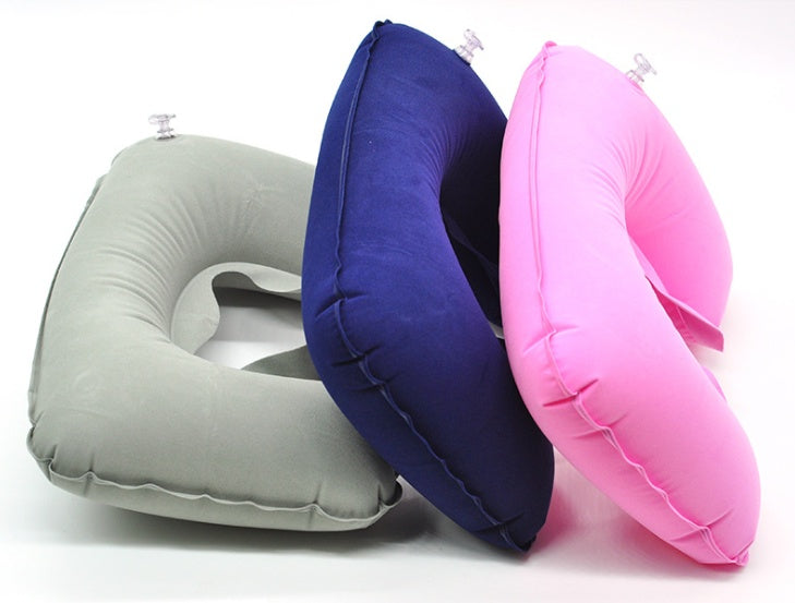 KTX-878611 Inflatable U-Shaped Neck Pillow in Flocking PVC for Comfortable Travel and Relaxation