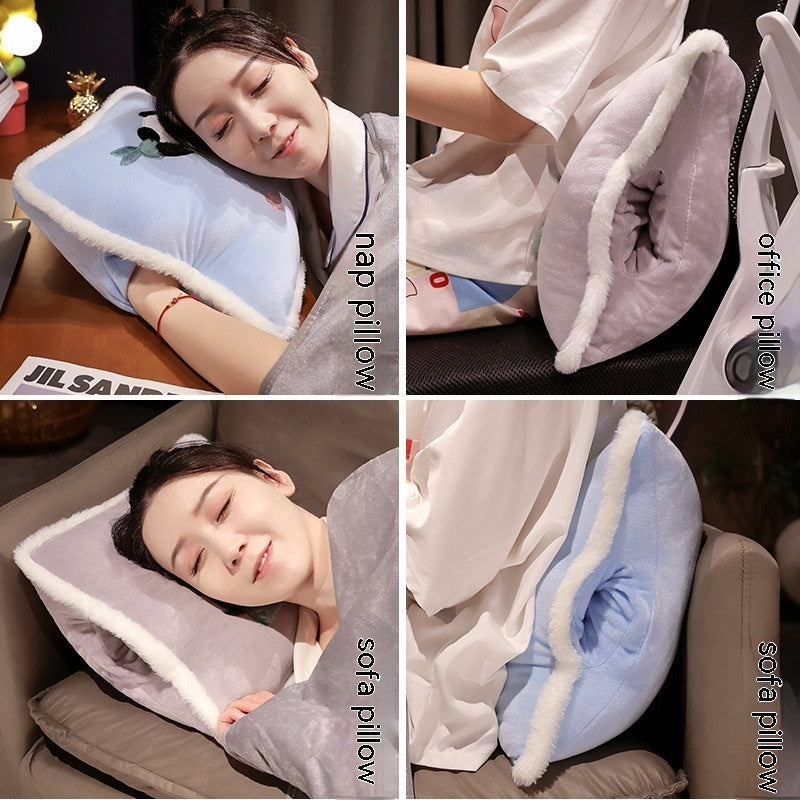 KTX-878739 Cartoon Panda Three-in-One Cushion Pillow and Blanket Set