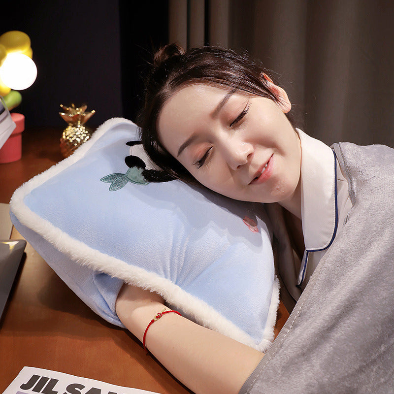 KTX-878739 Cartoon Panda Three-in-One Cushion Pillow and Blanket Set