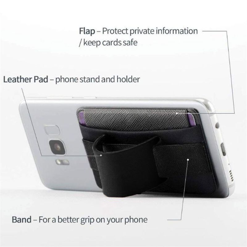 KTX-878995 Lycra Mobile Phone Back Sticker Card Holder - Imitation Leather, Plain Design, 58*92mm