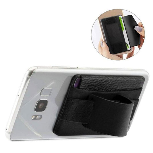 KTX-878995 Lycra Mobile Phone Back Sticker Card Holder - Imitation Leather, Plain Design, 58*92mm