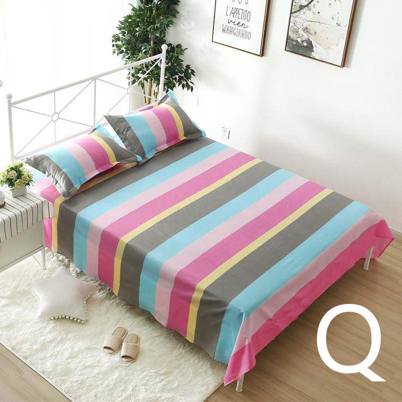 KTX-879251 Geometric Pattern Flat Sheet for Single or Double Beds - Versatile Bedding in Elegant Design