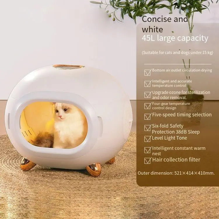 KTX-880339 Intelligent Automatic Blow-Drying Box for Small Pets - Eco-Friendly, Modern Design, Battery-Powered