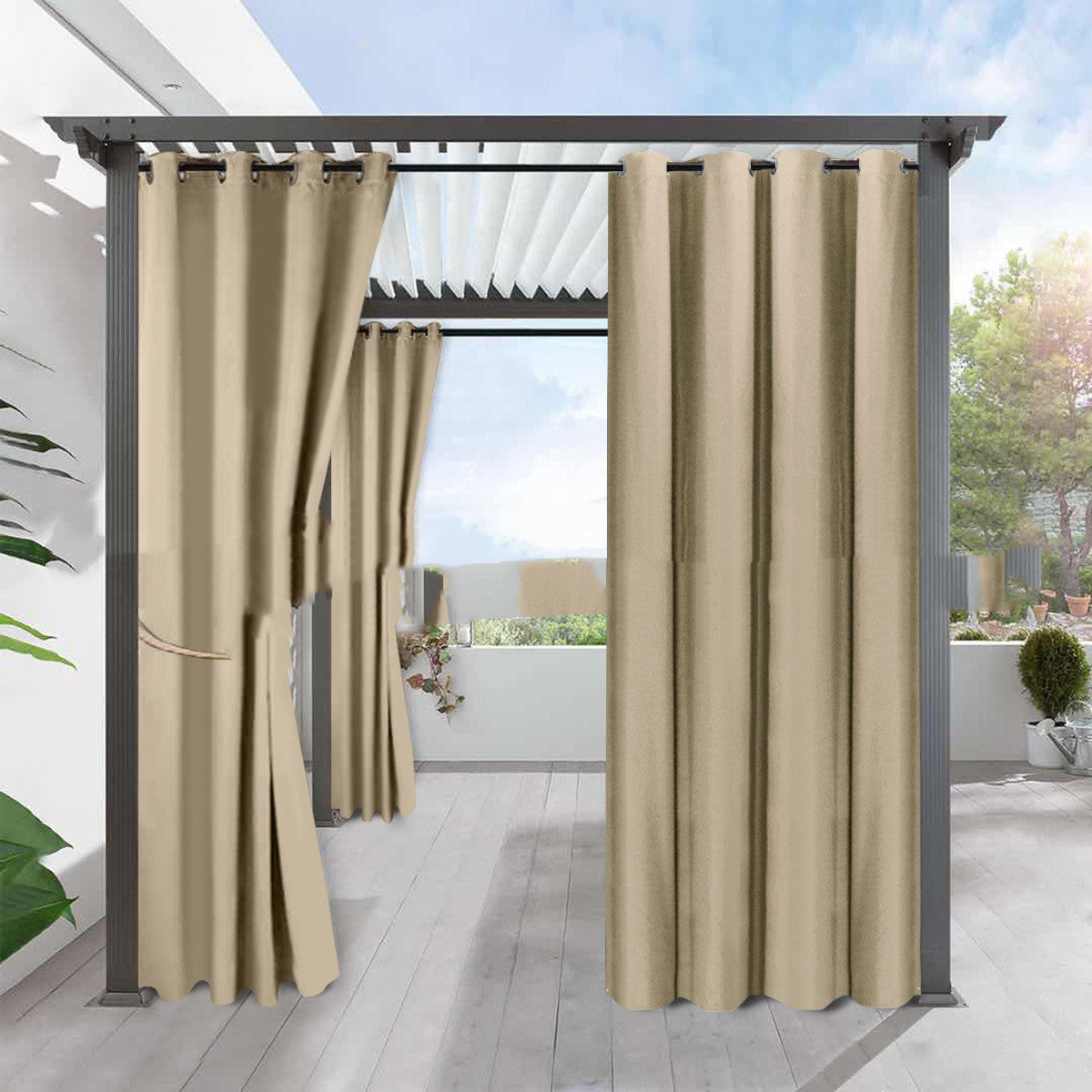 KTX-883091 Full Blackout Solid Color Fine Linen Waterproof Curtain for Heat Insulation and Sun Protection