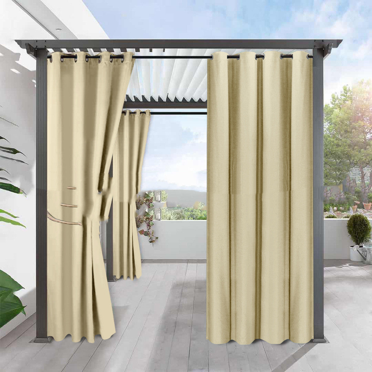 KTX-883091 Full Blackout Solid Color Fine Linen Waterproof Curtain for Heat Insulation and Sun Protection