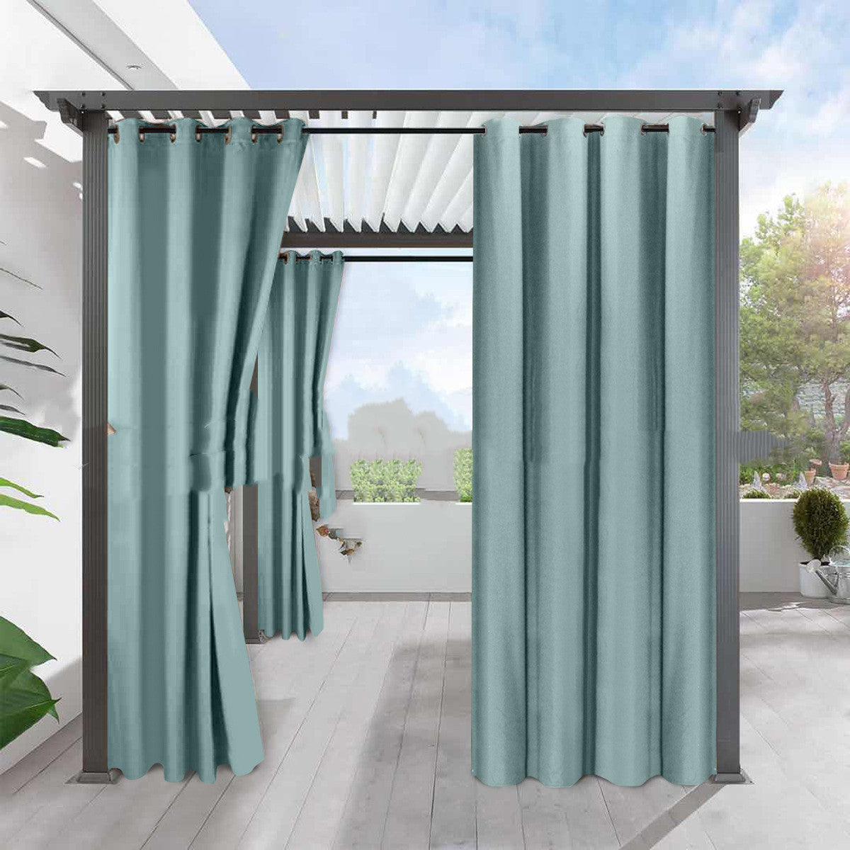 KTX-883091 Full Blackout Solid Color Fine Linen Waterproof Curtain for Heat Insulation and Sun Protection