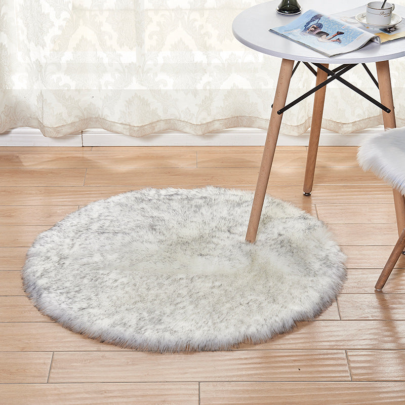 KTX-883155 Artificial Wool Plush Carpet for Living Room or Bedroom, Soft and Warm, Easy to Maintain, Gray/White, 45x45 cm