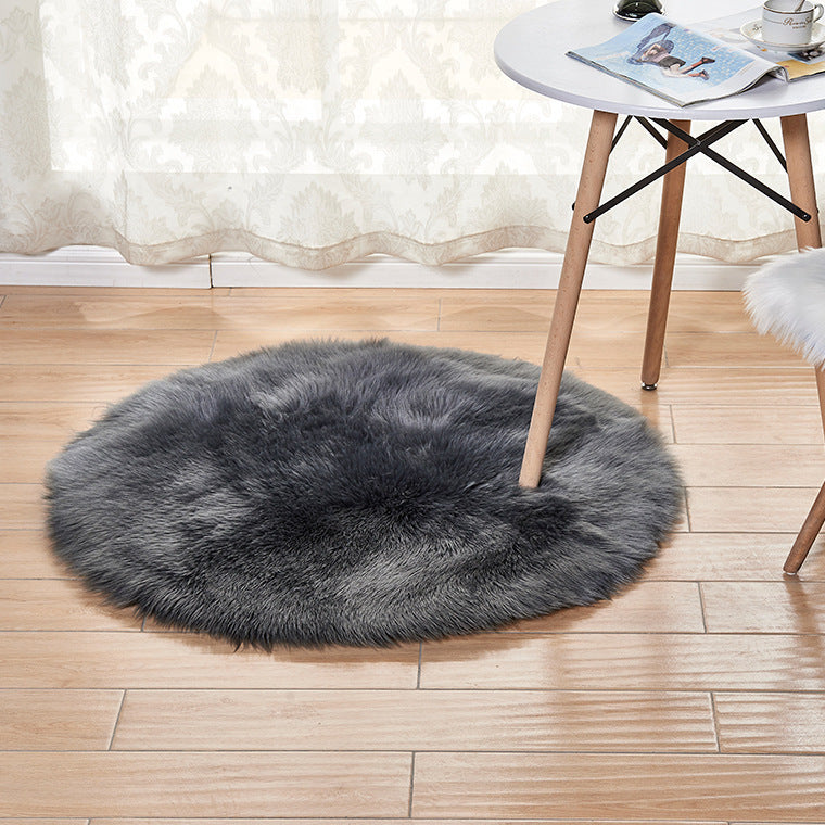 KTX-883155 Artificial Wool Plush Carpet for Living Room or Bedroom, Soft and Warm, Easy to Maintain, Gray/White, 45x45 cm
