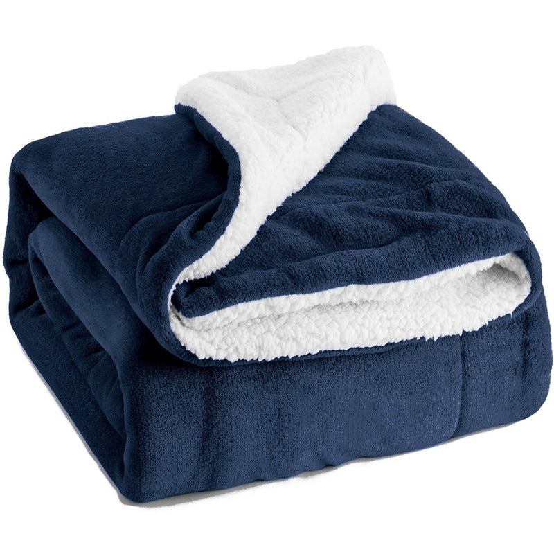 KTX-883219 Cozy Flannel and Lamb Cashmere Sherpa Blanket, 130x160CM