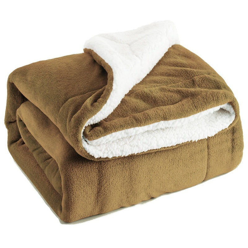 KTX-883219 Cozy Flannel and Lamb Cashmere Sherpa Blanket, 130x160CM